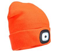 PORTWEST Mütze Beanie mit wiederaufladbarer LED Frontleuchte abnehmbar USB-Laden verschiedene Farben Variante Einheitsgröße orange