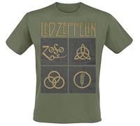 Led Zeppelin Green Symbols Männer T-Shirt Oliv Band-Merch, Bands