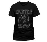 Led Zeppelin Herren T-Shirt US 77, Gr. Medium (Herstellergröße: Medium), Schwarz