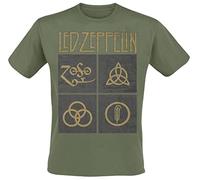 Led Zeppelin Green Symbols Herren-T-Shirt - oliv - Offizielles Merchandise M