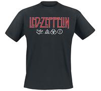 Rock Off Trade T-Shirt Led Zeppelin Logo & Symbols – Herren, schwarz, S, 100% Baumwolle