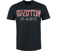 Led Zeppelin Logo & Symbols T-Shirt schwarz in 3XL
