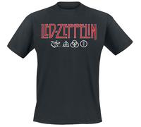 Led Zeppelin Herren Ledzeppelin_Logo & Symbols_Men_bl_ts: M T-Shirt, Schwarz (Black Black), Medium