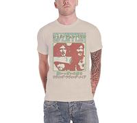 Led Zeppelin T Shirt Japanese Manifesto Band Logo Neu Offizielles Herren Natural, Weiß, XL