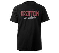 Rock Off Trade Herren T-Shirt Led Zeppelin Logo & Symbols schwarz 100% Baumwolle Band-Merch L