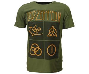 Led Zeppelin T-Shirt mit goldenen Symbolen S Grün