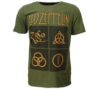 Led Zeppelin T-Shirt mit goldenen Symbolen XXL Grün