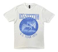Rock Off Trade T-Shirt Led Zeppelin Tour 1975 – Blau-Wash Bandlogo – Weiß L – Offiziell
