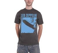 Led Zeppelin T Shirt Zepp 1 Album Blau Cover Band Logo offiziell Herren Charcoal