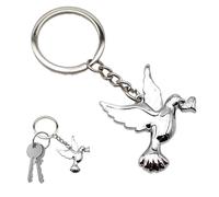 Leddy Living Schlüsselanhänger Friedenstaube 8,5 cm verchromtes Metall - Symbol der Liebe und Harmonie mit Herz LOVE, elegante und bedeutungsvolle Geschenkidee