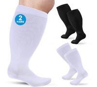 Ledeak Diabetiker Socken Herren Damen, Diabetikersocken Extra Weite, Druckfreie Socken für geschwollene Füße Beine, 2 Paar (DE/NL/SE/PL, Alphanumerisch, XXL, Große Größen, Regular, Schwarz+Weiß)