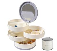 Ledeak Schmuckkästchen, 4 Ebenen Drehbar Schmuckschatull 360 Drehbar Schmuckkasten, Tragbare Schmuckbox Schmuckaufbewahrung für Ringe Ohrringe Halsketten Mädchen Frauen Geschenk (Weiß)