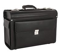 Leder Aktenkoffer Pilotenkoffer Laptop Arbeits Koffer Schwarz 46 cm Bowatex