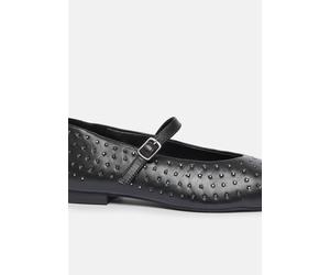 Leder-Ballerinas mit Nieten schwarz 40
