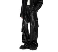 Leder Cargohose Herren Cargo Hosen Lederhose PU Hosen Lederoptik Kunstleder Streetwear Weites Bein Haremshose Hippie Hose Hip Hop Punk Hosen High Street Sporthosen Lose Jogginghose