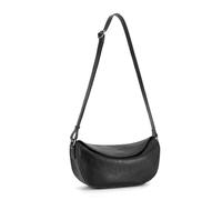 Leder-Crossbody-Tasche für Damen und Herren, Halbmond-Umhängetasche, kleine Umhängetasche, Knödeltasche, Halbmond, verstellbar, Schwarz, Medium