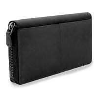 Leder, Damen Geldbörse, URBAN FOREST, Cntmp, Damen Portemonnaie, Damen Börse, Brieftasche lang, Querformat, Echt Leder, Natur-Leder, 19x10x2cm (BxHxT), Farbe:Schwarz