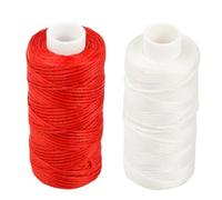 Leder Faden 150D Leder Wachsfaden 50m Ledernähgarn Buchbinden Garn für Lederhandwerk DIY Nähen Handwerk Schmuckherstellung Handnähen von Leder und Buchbinden (Rot + Weiß)