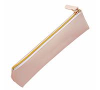 Leder-Federmäppchen, schlankes Design, Stiftetasche, Schüler-Schreibwaren-Halter mit metallischem Reißverschluss, für Schule, Büro, Zuhause, College, beige, M, Modern