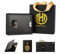 Leder Fledermaus Geldbörse für Männer Valentinstagsgeschenk für ihn Personalisiertes Geschenk für Ehemann Einzigartige Geburtstag Feiertagsgeschenke Beste für Jahrestag | Hero ID mit 3D Metallischer