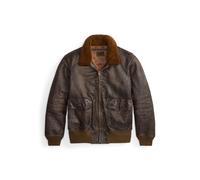 Leder-Fliegerjacke mit Lammfellkragen XL Brown