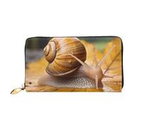 Leder Geldbörse für Damen Herren Bifold Wallet Ultra Slim Kreditkartenetui Schnecke in Blättern Damen Clutch Geldbörse, Schwarz, Einheitsgröße, Schwarz , Einheitsgröße