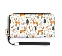 Leder-Geldbörse mit Handgelenk, für Damen, Wald, Hirsch, Pilz, kleine Handgeldbörse, Damengeldbörse mit Reißverschluss