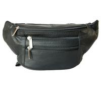 Leder-Gürteltasche aus weichem schwarzem Leder mit Vier Taschen und Stofffutter ohne Etiketten oder Aufschriften