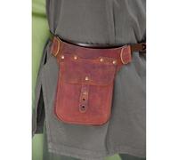 Battle-Merchant Mittelalter Ledertasche - Hüft- und Gürteltasche aus Leder - Kleine Tasche für LARP, Cosplay & Festivals (Braun)