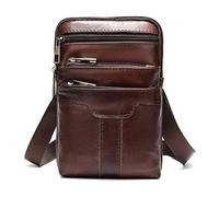 Leder Handy Gürteltasche mit Clip, Handy Schultertaschen Herren Klein, Vertikale Kleine Leder Handy Umhängetaschen Bauchtasche Hüftentasche mit Karabiner und Gürtelschlaufe für Outdoorsport Reise