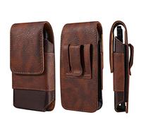 Leder Handy Gürteltasche mit Clip Herren, Hüfttaschen Leder Braun, Universal Handytasche Smartphone Beutel Bügel Hüfttaschen Handy Gürteltaschen Armband Tasche mit Karabinerhaken und Gürtelschlaufe