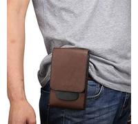 Leder Handy Gürteltasche mit Clip, Vertikal Gürteltasche Handy Herren Braun, 6.3" PU Leder Handy Hüfttasche Handytasche Bauchtasche Telefontasche mit Gürtel Schlaufe Karabinerhaken für Camping Reise