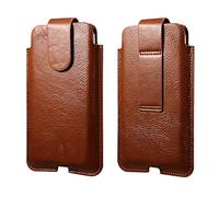 Leder Handy Gürteltasche mit Clip, Vertikal Handy Gürteltasche Herren Braun, 6.1" PU Leder Handy Hüfttasche Handytasche Bauchtasche Telefontasche mit Gürtel Schlaufe Karabinerhaken für Camping Reise