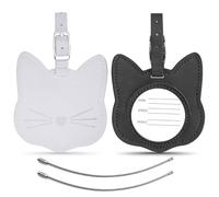 Leder Kofferanhänger 2pcs, Schöne Katze Koffer Anhänger PU Adressanhänger Koffer Sichere Gepäckanhänger für Koffer Gepäck Reise (schwarz und weiß)
