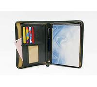 Leder Konferenzmappe A5, Zipper Padfolio A5, Notebook Halter, Schreibmappe, Leder Planer A5 (grün)