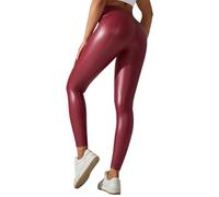 Leder Leggings Damen Po Push Up Booty Scrunch Lederleggings Sexy Blickdichte Sportleggings Blickdicht Yogahose Bauchweg Sporthose Seamless Wunderhose für Yoga Sport Gym Und Freizeit