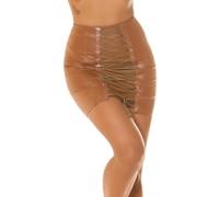 Leder Look Highwaist Rock Kunstleder Minirock mit Deko Schnürung XL
