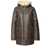 Lederimitatjacke STREET ONE, Damen, Gr. 42, sandy mocca, Web, Obermaterial: 100% Polyester, unifarben, lässig geschnitten hüftbedeckend, Rundhals, Jacken, im Leder-Look und mit Fake Fur Details (83389