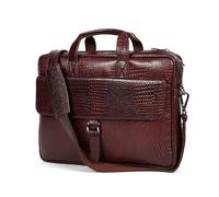 Leder Luxus Aktentasche aus Leder mit Krokodilprägung für Herren, Laptop-Aktentasche für Herren, Umhängetasche, 2 Reißverschlusstaschen, 2 geräumige Fächer, 1 Pattentasche 30,5 x 40,6 x 10,2 cm