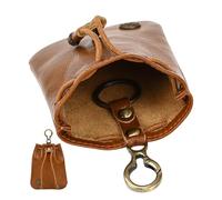 Leder-Münzbeutel - Retro-Geldbörse mit Kordelzug und Schlüsselanhänger-Clip, Münzbeutel mit kompakter Aufbewahrung, Würfelbeutel, Gürteltasche, Zubehör-Set, Münzgeldbeutel für Männer und Frauen, Reise