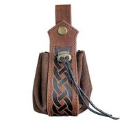 Leder Münzbörse | Multifunktionale Münzbörse | Kleiner Beutel mit Kordelzug aus weichem Leder | Kreatives Design Leder Münzbörse mit Kordelzug | Vintage Gürteltasche für, Dunkelbraun, Fare riferimento