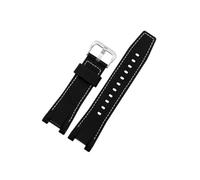 Leder-Nylon-Uhrenarmband, passend for Casio GST-W120L S130l 310 B100 300, weiches, bequemes Uhrenarmband-Zubehör, 26 mm(Black-Steel-03)