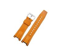 Leder-Nylon-Uhrenarmband, passend for Casio GST-W120L S130l 310 B100 300, weiches, bequemes Uhrenarmband-Zubehör, 26 mm(Yellow-Steel)