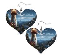Leder-Ohrringe mit Weihnachtsmann-Leuchtturm, für Damen, Herz-Ohrringe, leichte Tropfenohrringe, Schmuckgeschenk