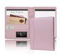 Leder-Portfolio-Ordner, 12,7 x 20,3 cm, weiches Leder-Padfolio, A5, Business-Ordner, legaler Schreibblock, Junior-Größe, Dokumenten-Organizer für Geschenk, Kinder, Männer, Frauen, Rosa
