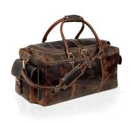 Leder Reisetasche für Männer | Wochenendübernachtungstasche | Geräumiges Hauptfach, Verstellbarer Riemen | Premium-Lederhandwerk | Große Größe von 22 x 11 x 11 Zoll