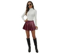 leder rock für damen, Lederrock Damen Schwarz Bodycon Damenrock Leather Lederoptik Röcke Elegant Minirock High Waist Sexy Bleistiftrock Freizeitrock Kunstleder Büro Partyrock