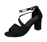 Leder-Sandalen für Damen, hohe Blockabsätze, lässig, offener Zehenbereich, elegante Schuhe mit verstellbarem Schnallenverschluss, bequeme Unterstützung, Plateauschuhe, Absatzschnalle, Riemchen,