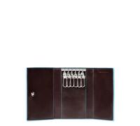 Leder-Schlüsselanhänger mit 6 Haken Blue Square - Farb-Varianten: Dunkel Braun