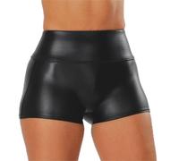 Leder Shorts Damen Schwarz ,Lederhose Damen Kurz,Ledershorts Damen Kurze Hose Lederoptik Sexy PU Kunstlederhose Push up Lederimitat Kunstleder Hotpants Lackleder Hosen Nachtclub Karneval Clubwear